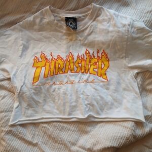 CROPPED Thrasher White Short Sleeve Graphic Tee
